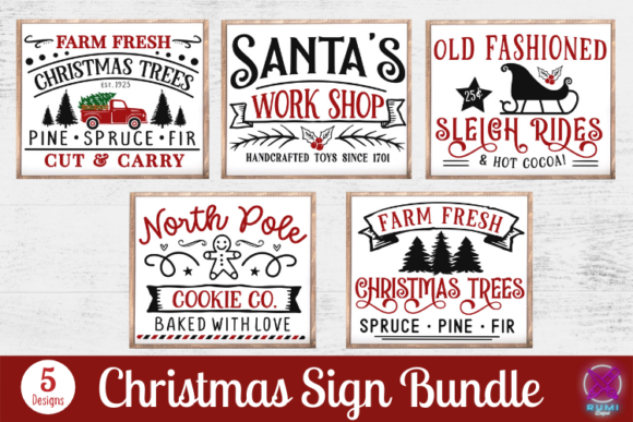 Download Christmas Sign Bundle, 5 Designs - Christmas sign Collection