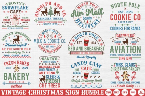 Download Vintage Christmas Sign Bundle - Christmas sign Collection