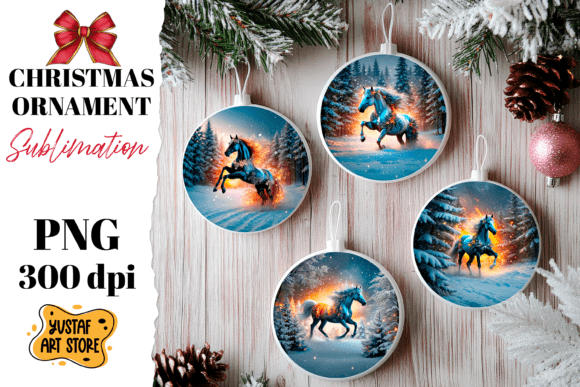 Download Christmas Horse Ornament Sublimation. - Horse ornament Collection