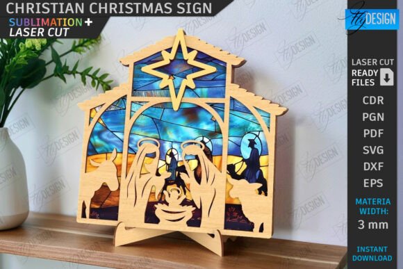 Download 3D Christian Christmas Sign Laser Cut - Christmas sign Collection