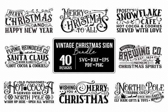 Download Vintage Christmas Sign SVG Bundle - Christmas sign Collection