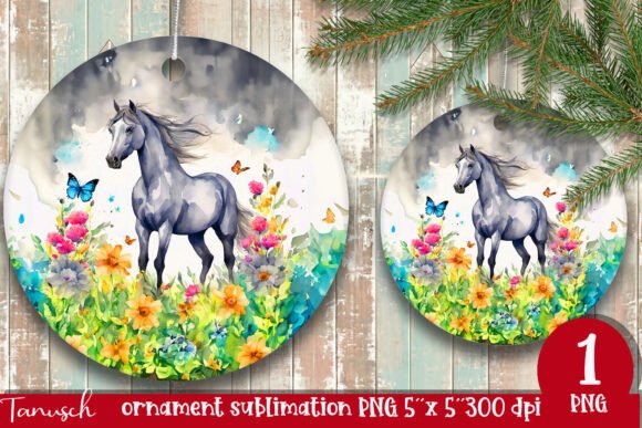 Download Watercolor Horse Ornament Sublimation - Premium Resources