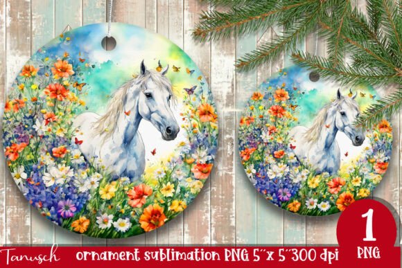 Download Watercolor Horse Ornament Sublimation - Premium Bundle