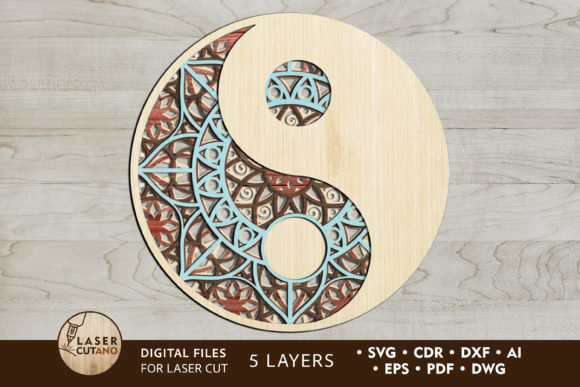 Download Files Cricut &amp; Laser Cut MANDALA YIN YANG - Laser cut mandala Collection